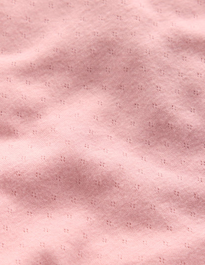 Long Sleeve Pointelle Top-Pink-3