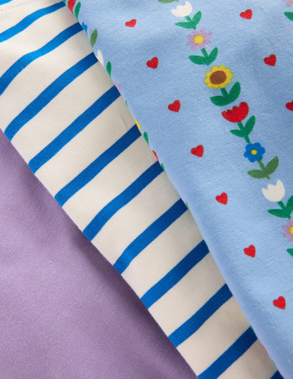 3-pack Cycling Shorts-Glacier Blue Sunflower Garden-2