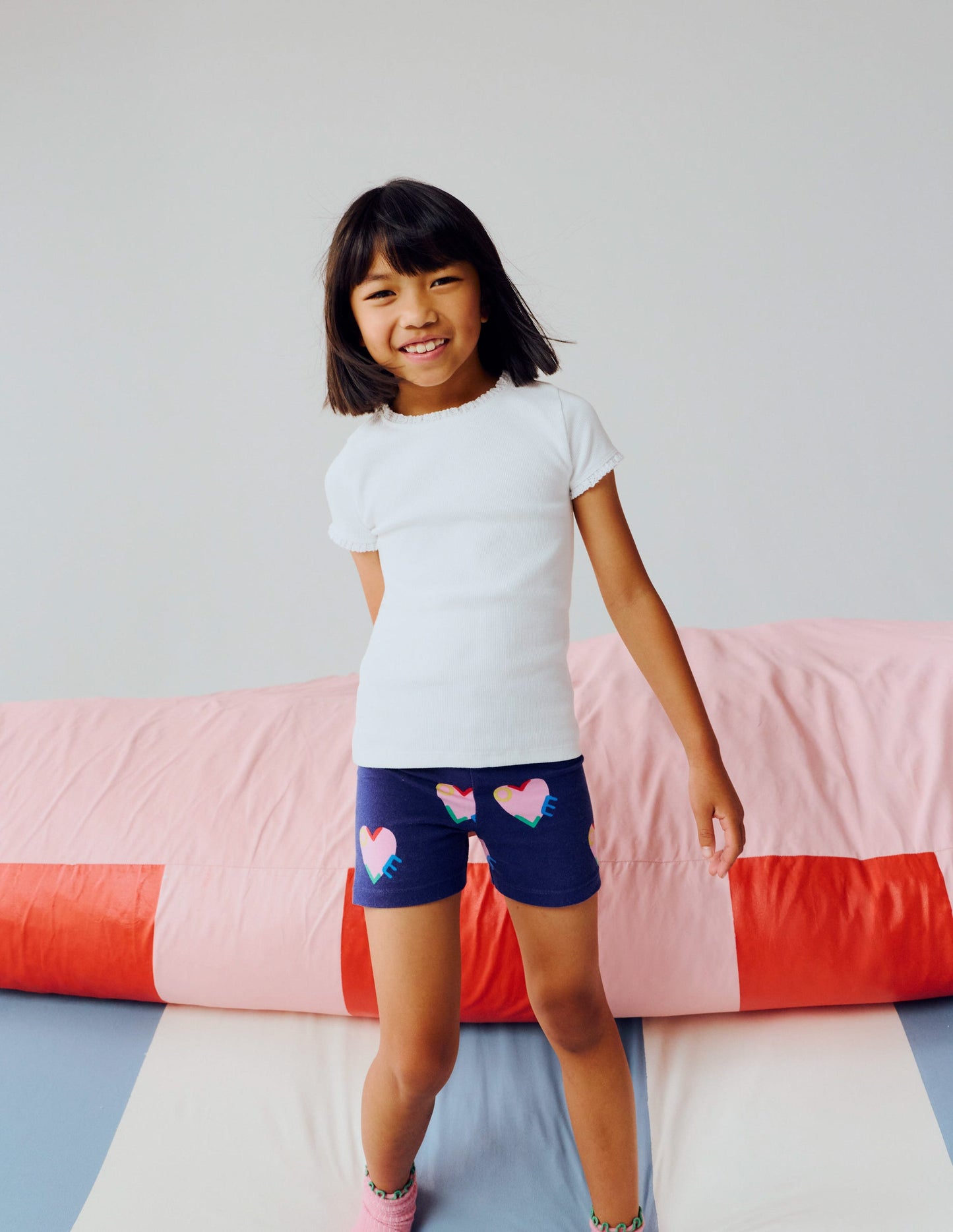 Cartwheel Shorts-Navy Love Hearts