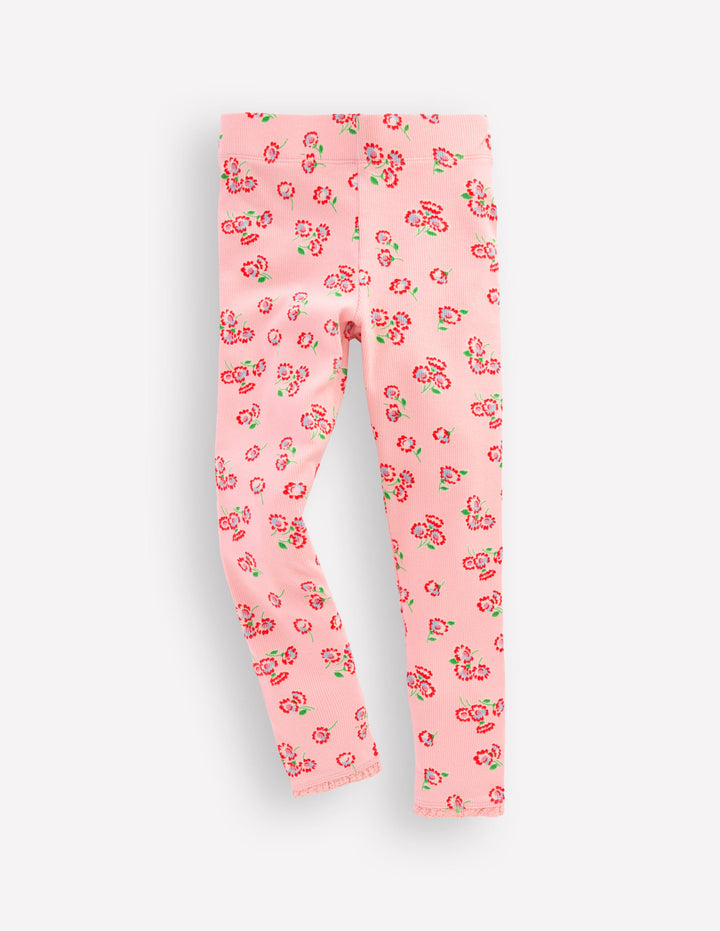 Ribbed Leggings-Chalk Pink Daisy