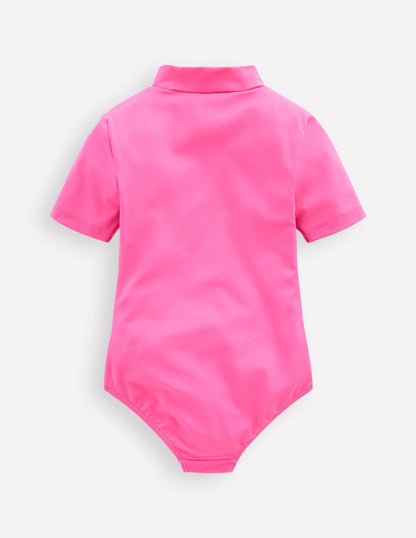 Short Sleeve Swimsuit-Cinnamon Red Sixties Sunrise-2