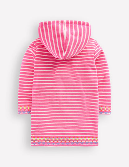 Romie Towelling Zip Throw-On-Sorbet Pink Stripe-2