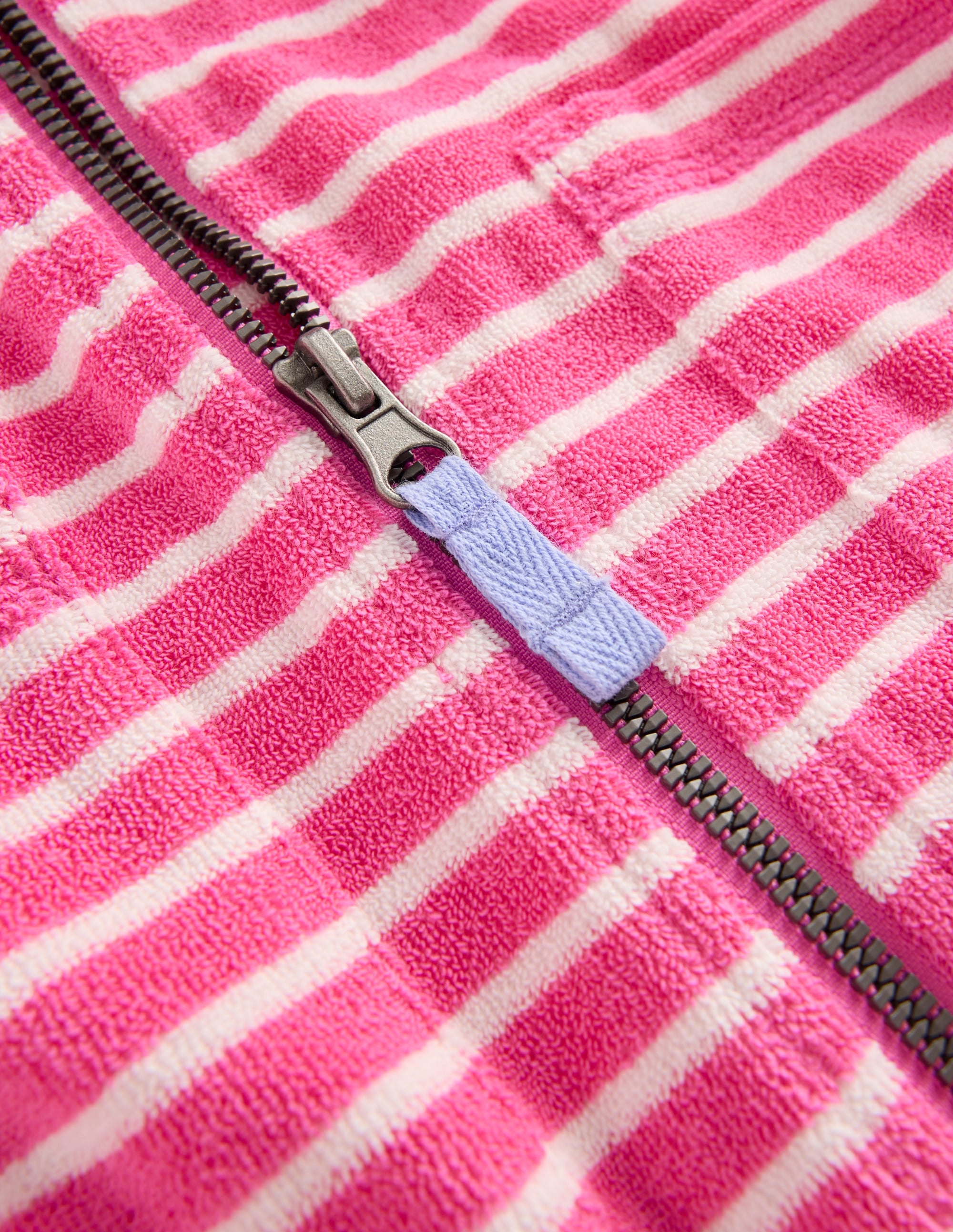 Romie Towelling Zip Throw-On-Sorbet Pink Stripe - Image 3