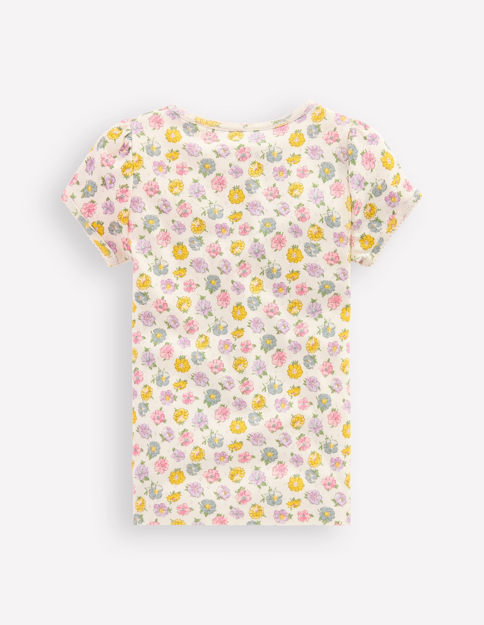 Short Sleeve Pointelle Top-Ivory Spaced Rosa - Image 2