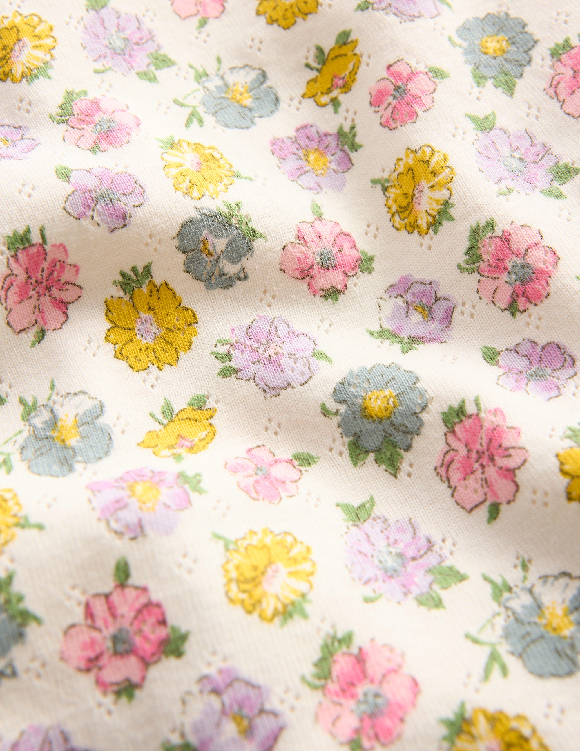 Short Sleeve Pointelle Top-Ivory Spaced Rosa - Image 3