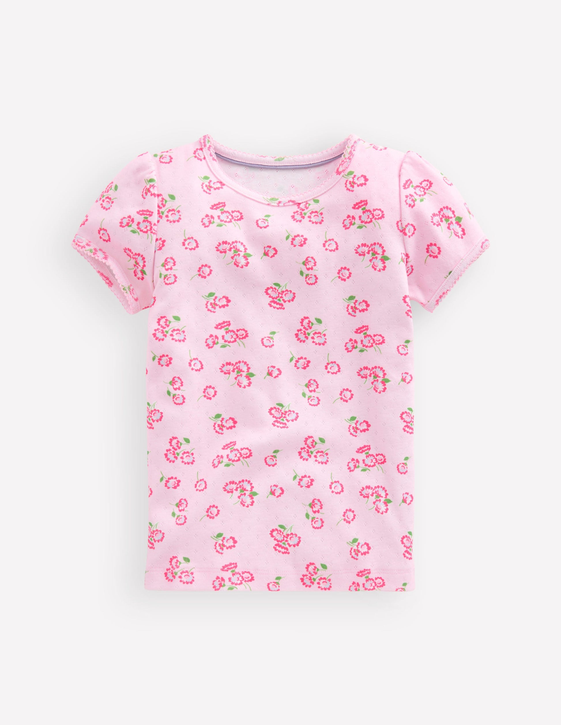 Short Sleeve Pointelle Top-Lotus Daisy-1