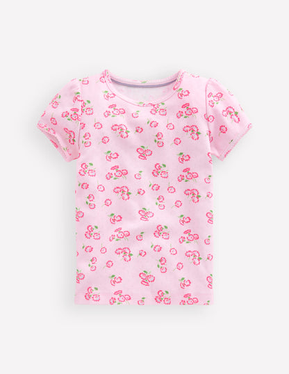 Short Sleeve Pointelle Top-Lotus Daisy-1
