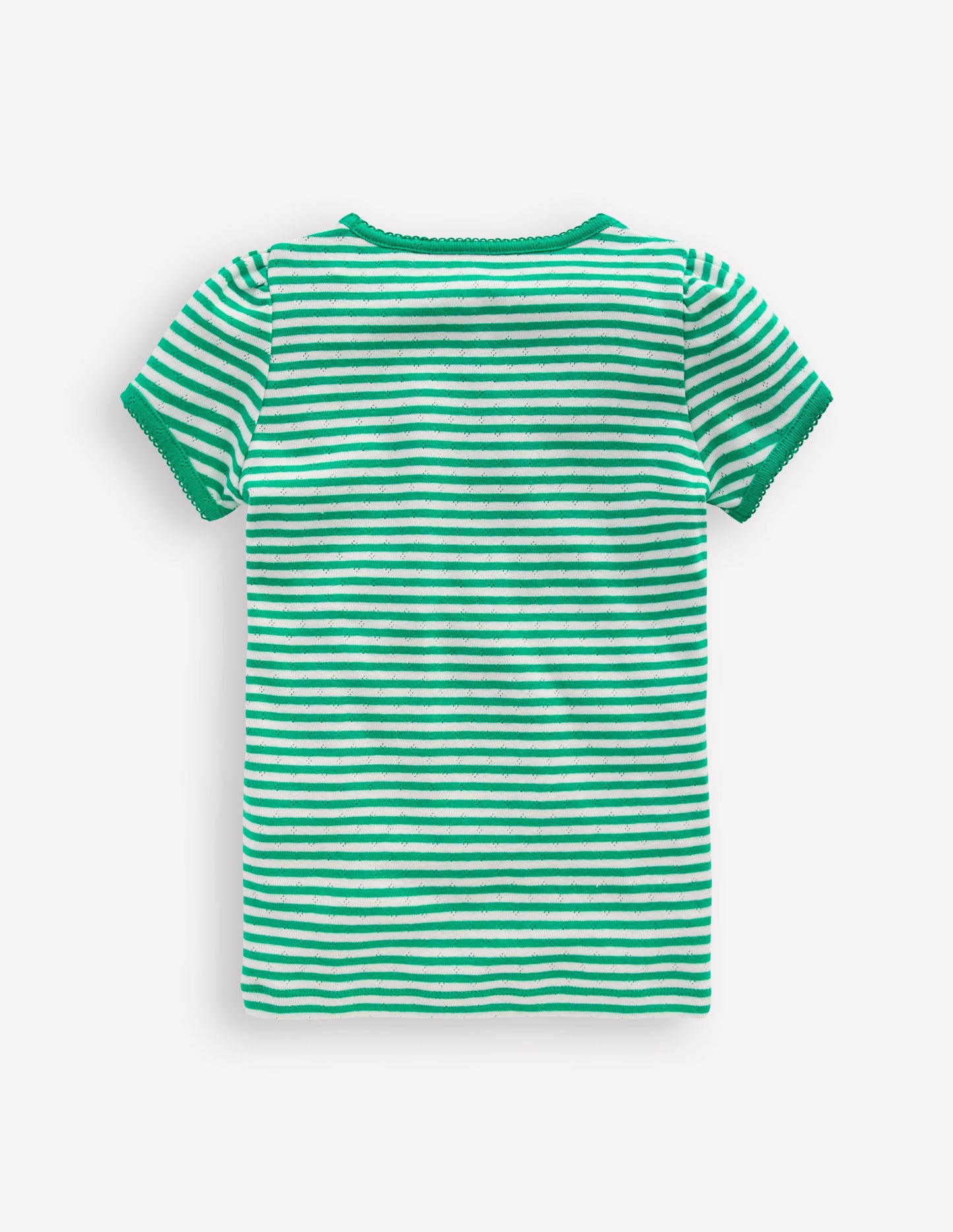 Short Sleeve Pointelle Top-Green/Ivory Stripe