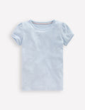 Short Sleeve Pointelle Top-Blue