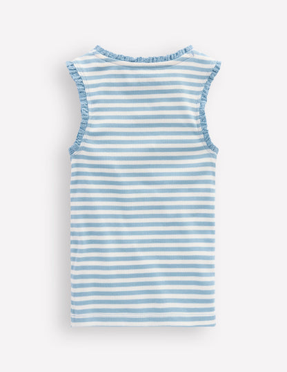 Ribbed Lace Trim Vest-Glacier Blue Stripe-2