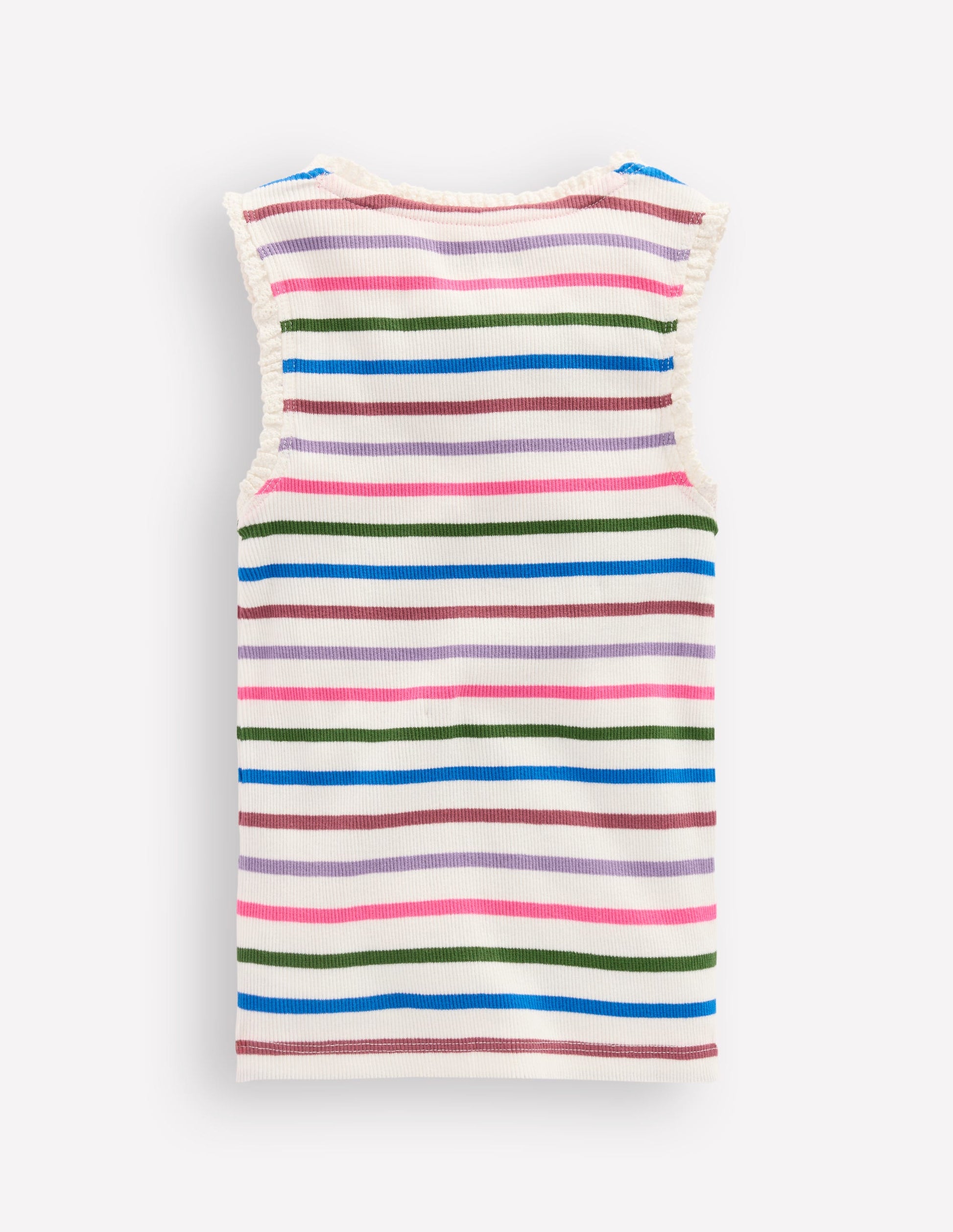 Ribbed Lace Trim Vest-Multi Stripe-2