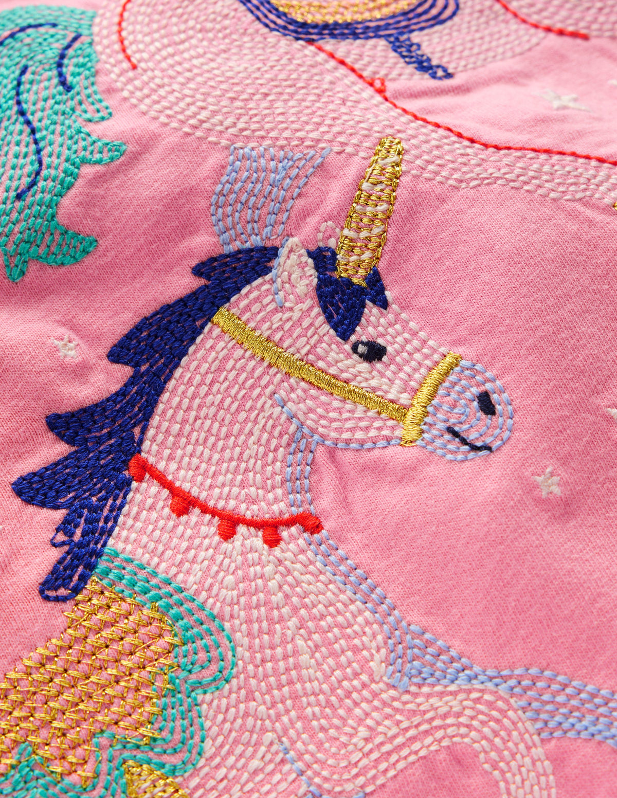 Puff Sleeve Superstitch Top-Pink Unicorns - Image 3