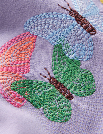 Puff Sleeve Superstitch Top-Purple Butterflies-3