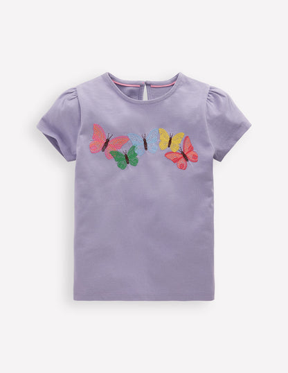 Puff Sleeve Superstitch Top-Purple Butterflies-1