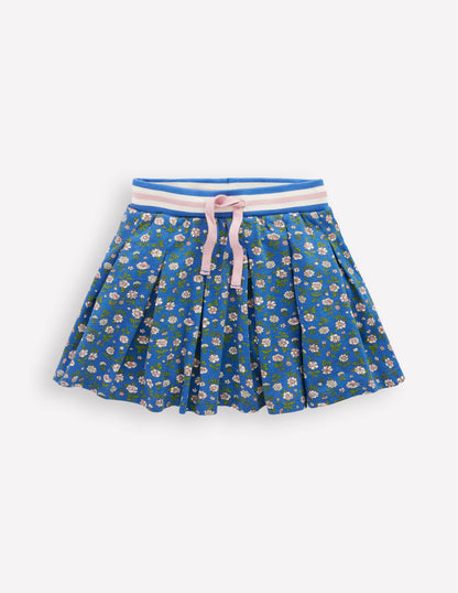 Pleated Jersey Skort-Bluejay Garden Flower-1