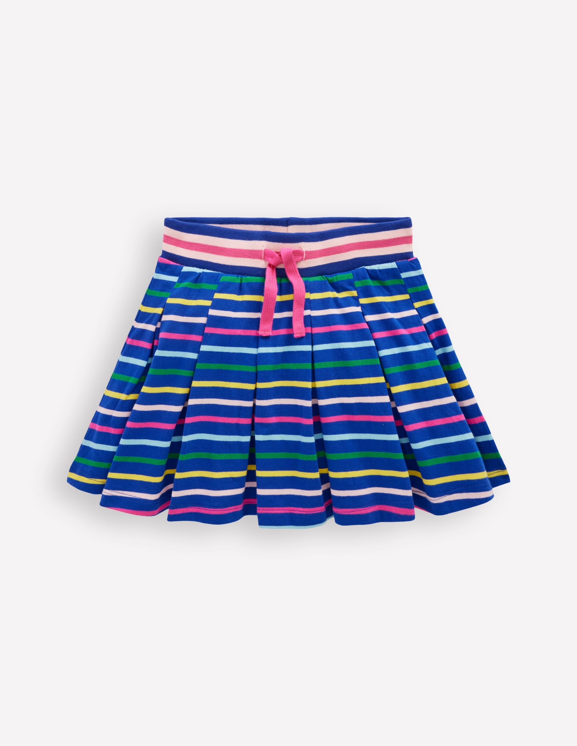 Pleated Jersey Skort-Navy Rainbow Stripe - Image 1