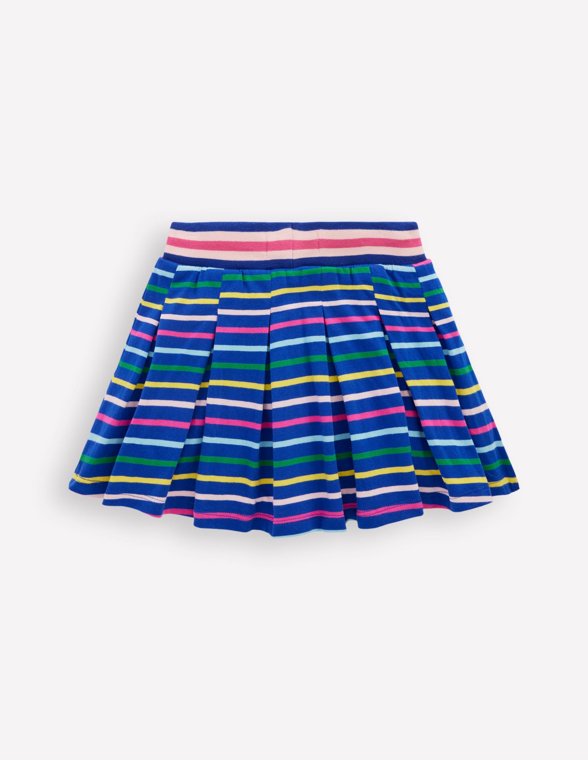 Pleated Jersey Skort-Navy Rainbow Stripe-2