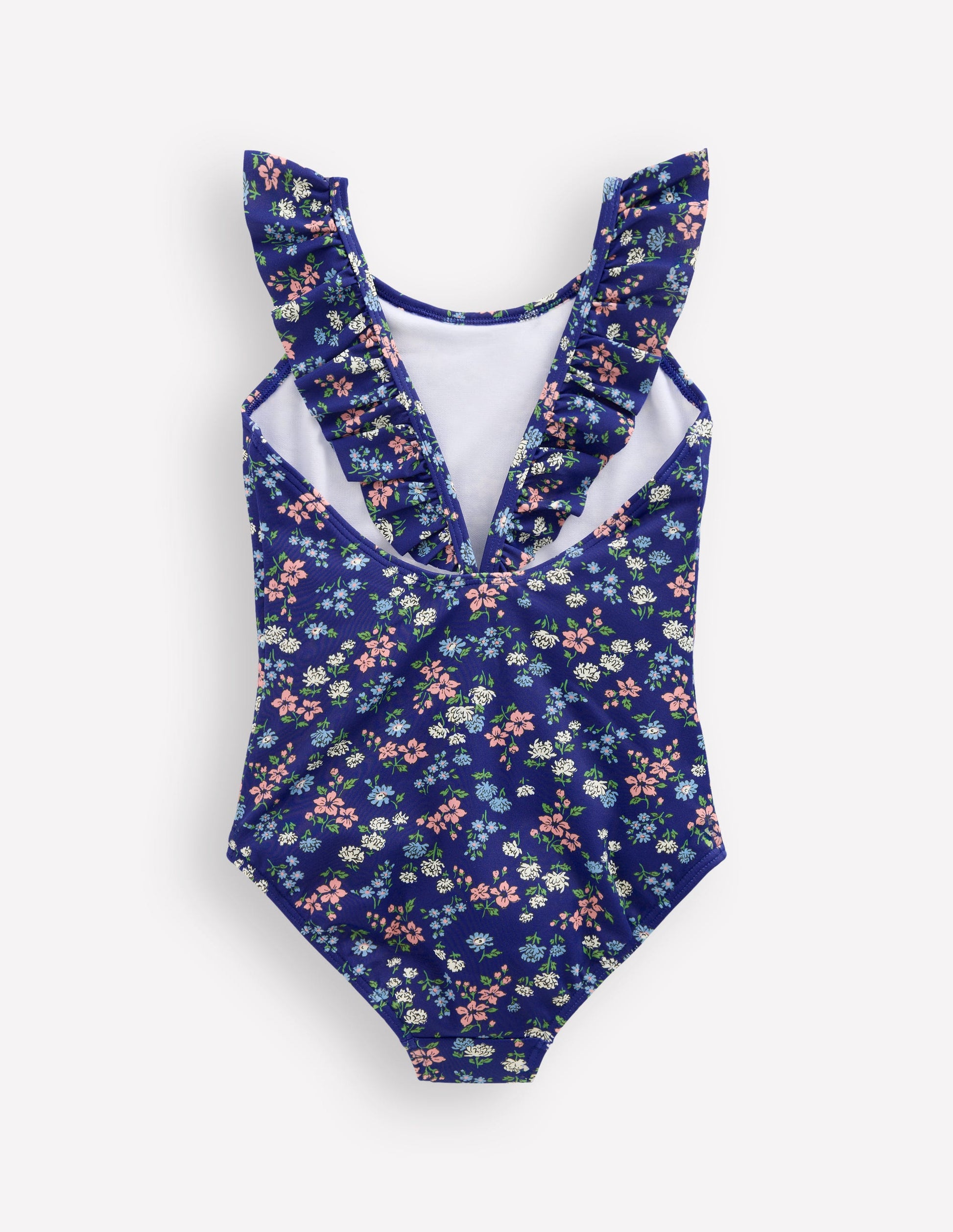 Hallie Frill Strap Swimsuit-Sapphire Blue Meadow Floral-2