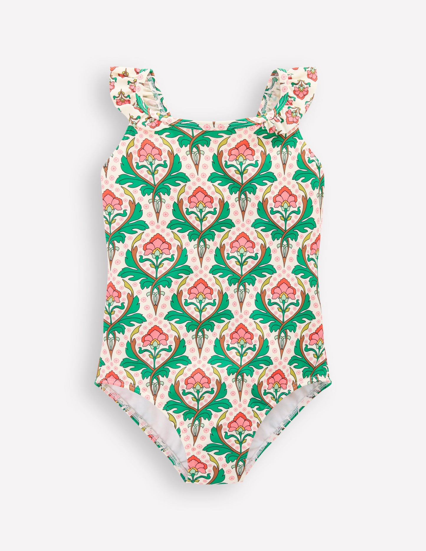 Hallie Frill Strap Swimsuit-Multi Woodblock Floral