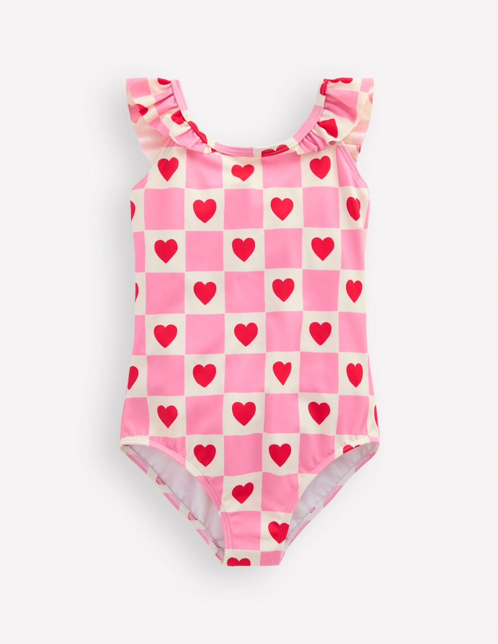 Hallie Frill Strap Swimsuit-Bubblegum Pink Heart Stamp - Image 1