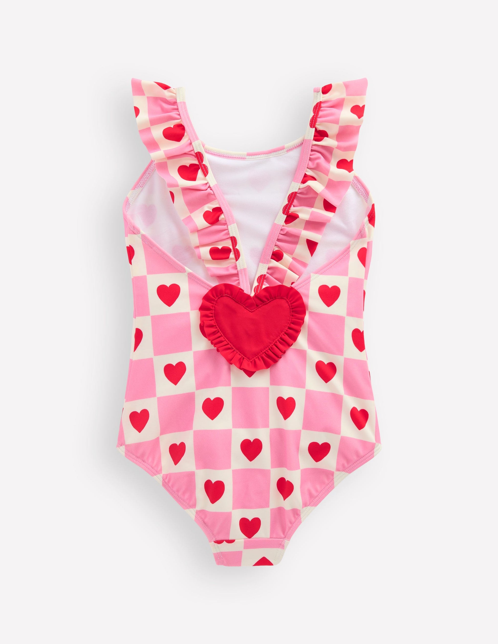 Hallie Frill Strap Swimsuit-Bubblegum Pink Heart Stamp-2