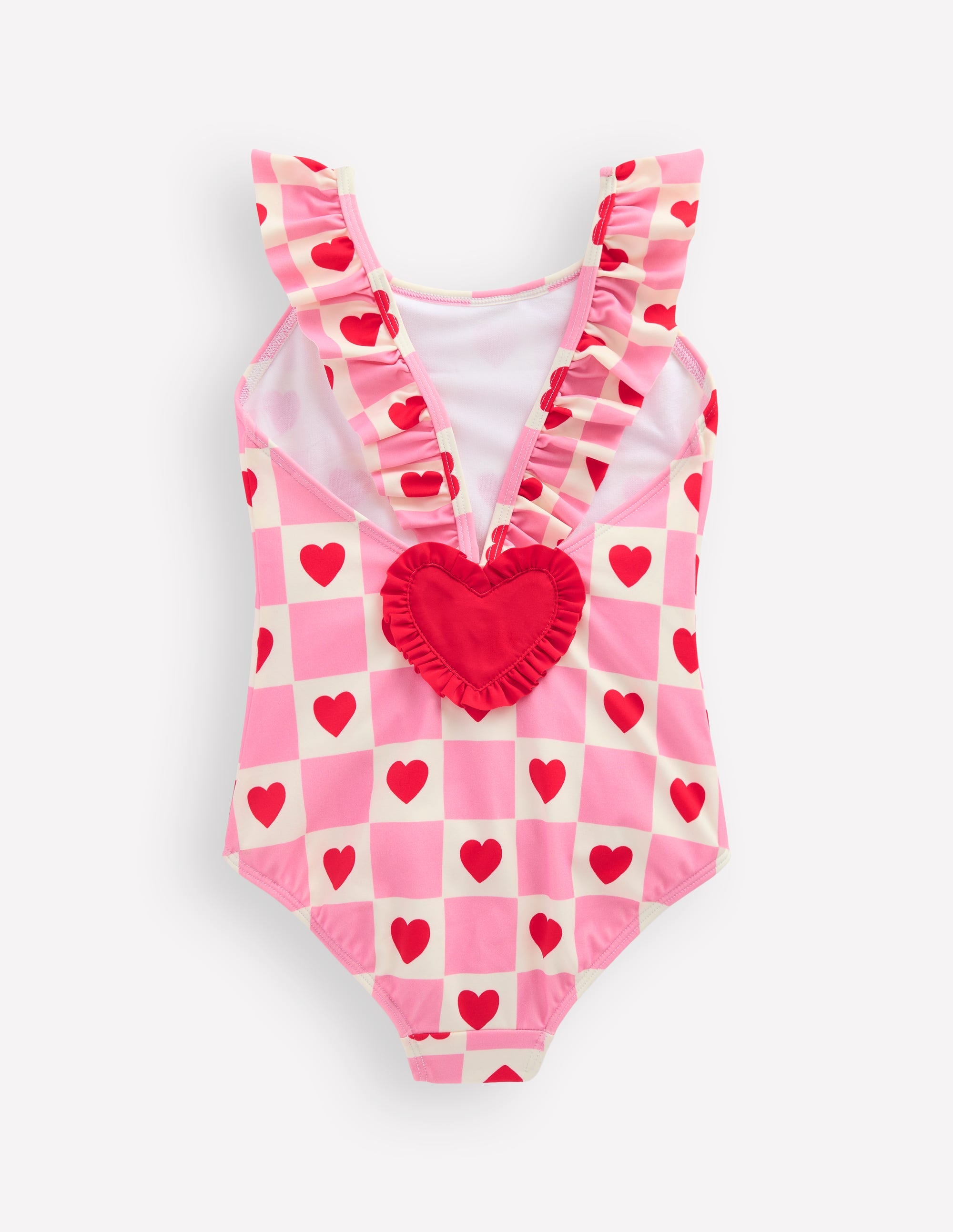 Hallie Frill Strap Swimsuit-Bubblegum Pink Heart Stamp - Image 2
