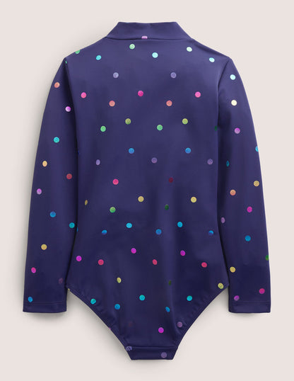Long-Sleeved Swimsuit-Rainbow Foil Confetti Spot-2