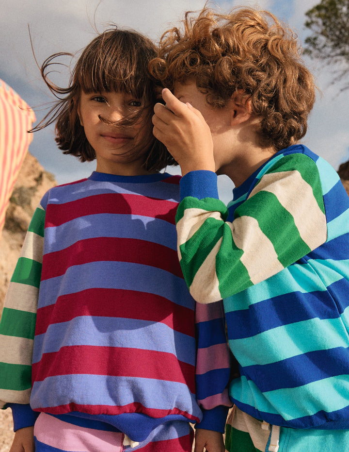 Printed Sweatshirt-Multi Hotch Potch Stripe