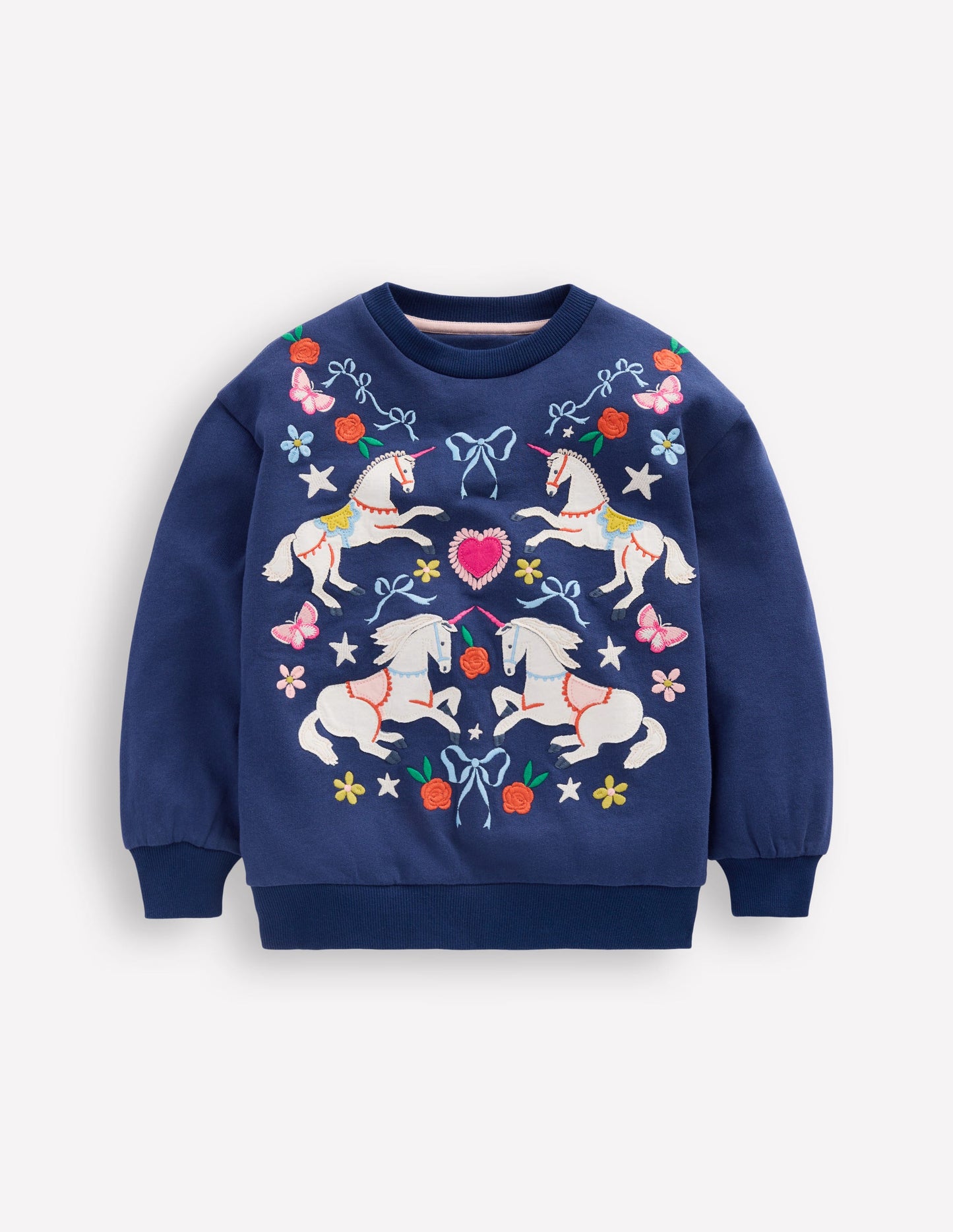 Bobbie Appliqué Sweatshirt-Navy Unicorns