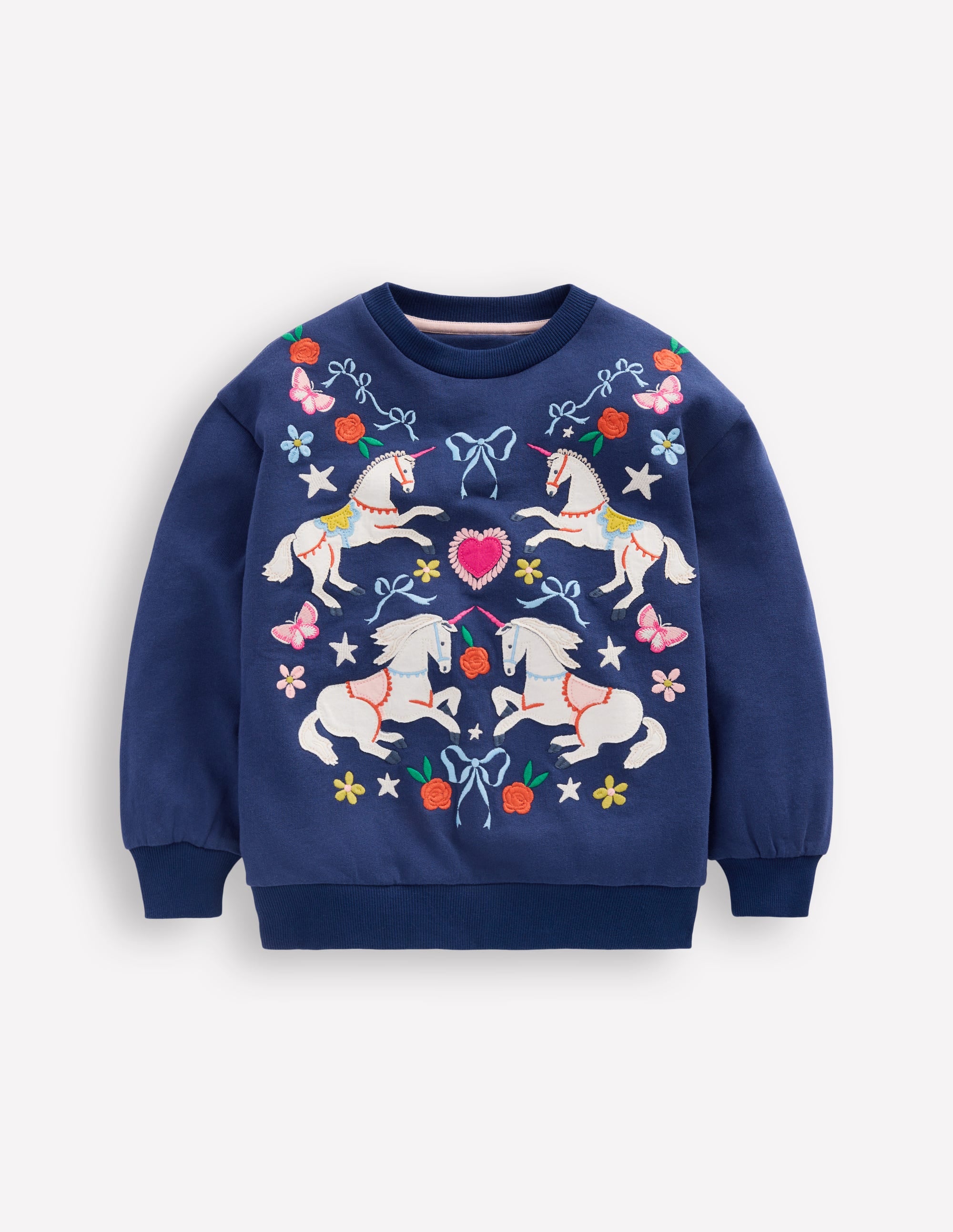 Bobbie Appliqué Sweatshirt-Navy Unicorns - Image 1