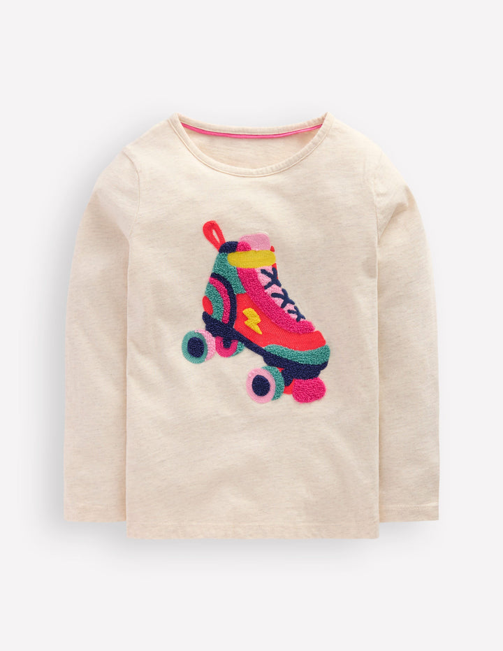 Long Sleeve Bouclé T-shirt-Oatmeal Marl Rollerskate