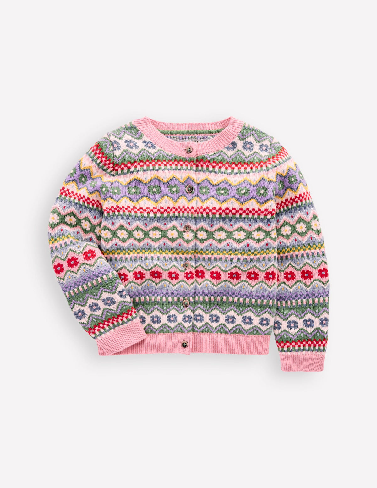 Edie Fair Isle Cardigan-Glacier Blue Pretty Flowers - Image 1