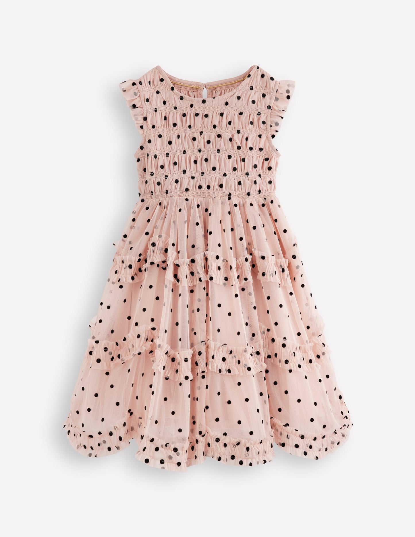 Tulle Bow Occasion Dress-Rose Smoke Flock Spot