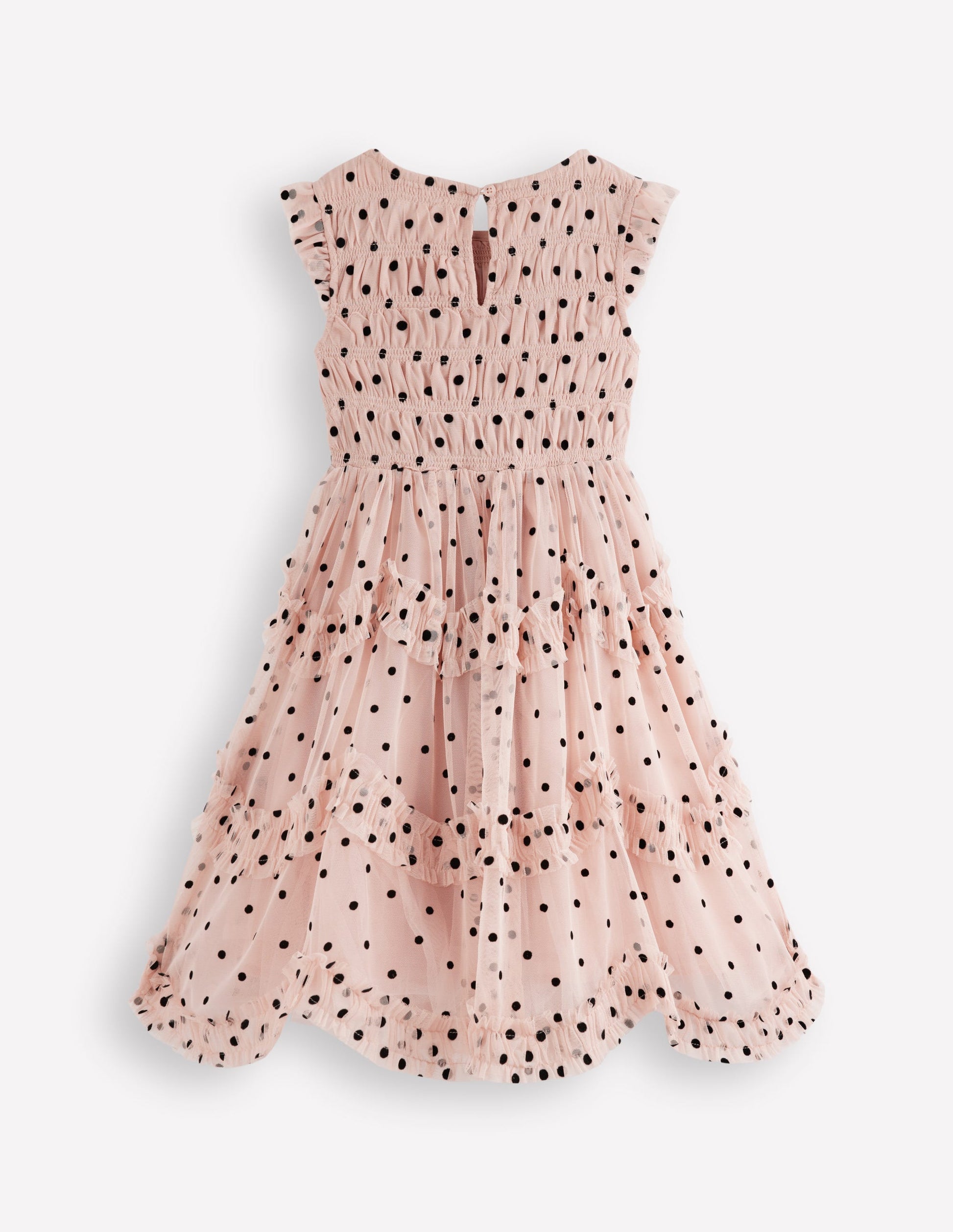 Tulle Bow Occasion Dress-Rose Smoke Flock Spot-5