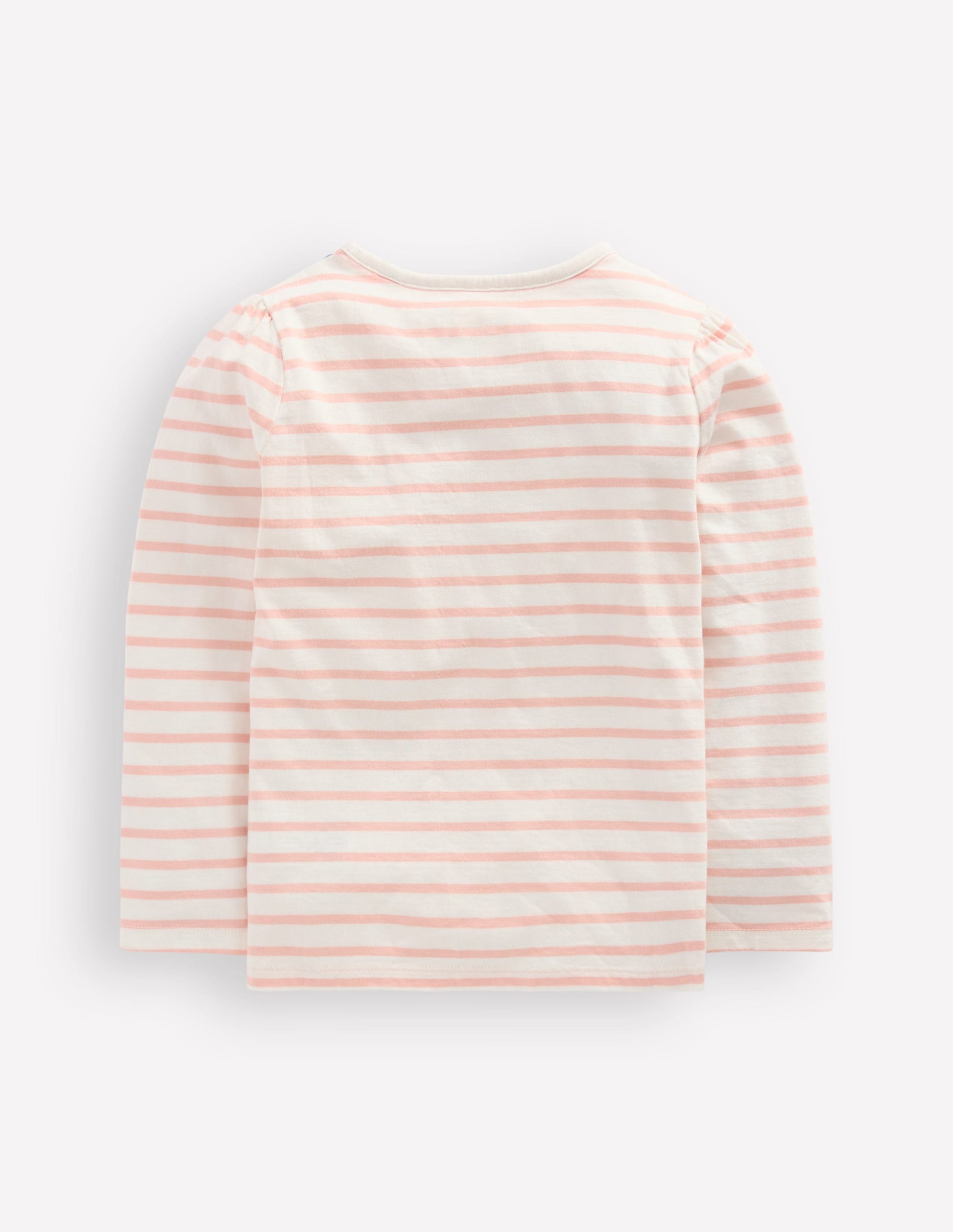Puff Sleeve Appliqué  T-shirt-Lotus Necklace Stripe-2