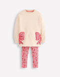 Fun Sweatshirt Tunic Set-Oatmeal Marl Bows