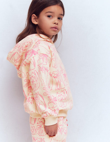 Printed Hoodie-Oatmeal Pets