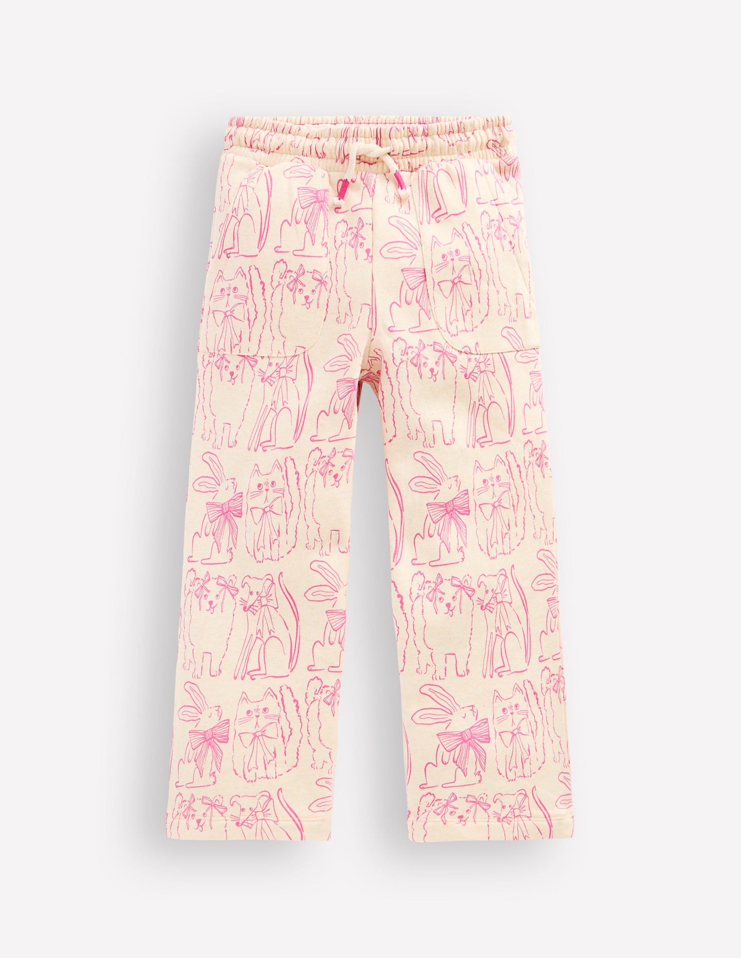 Wide Leg Printed Jogger-Oatmeal Cats