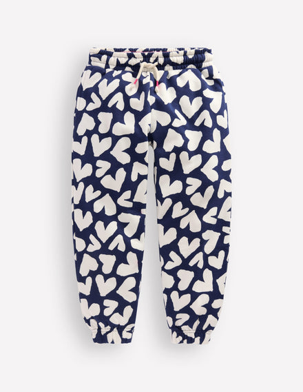 Printed Cosy Joggers-Navy Hearts