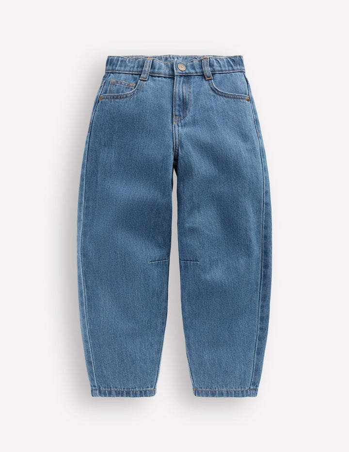 Barrel Leg Jeans-Mid Vintage Denim