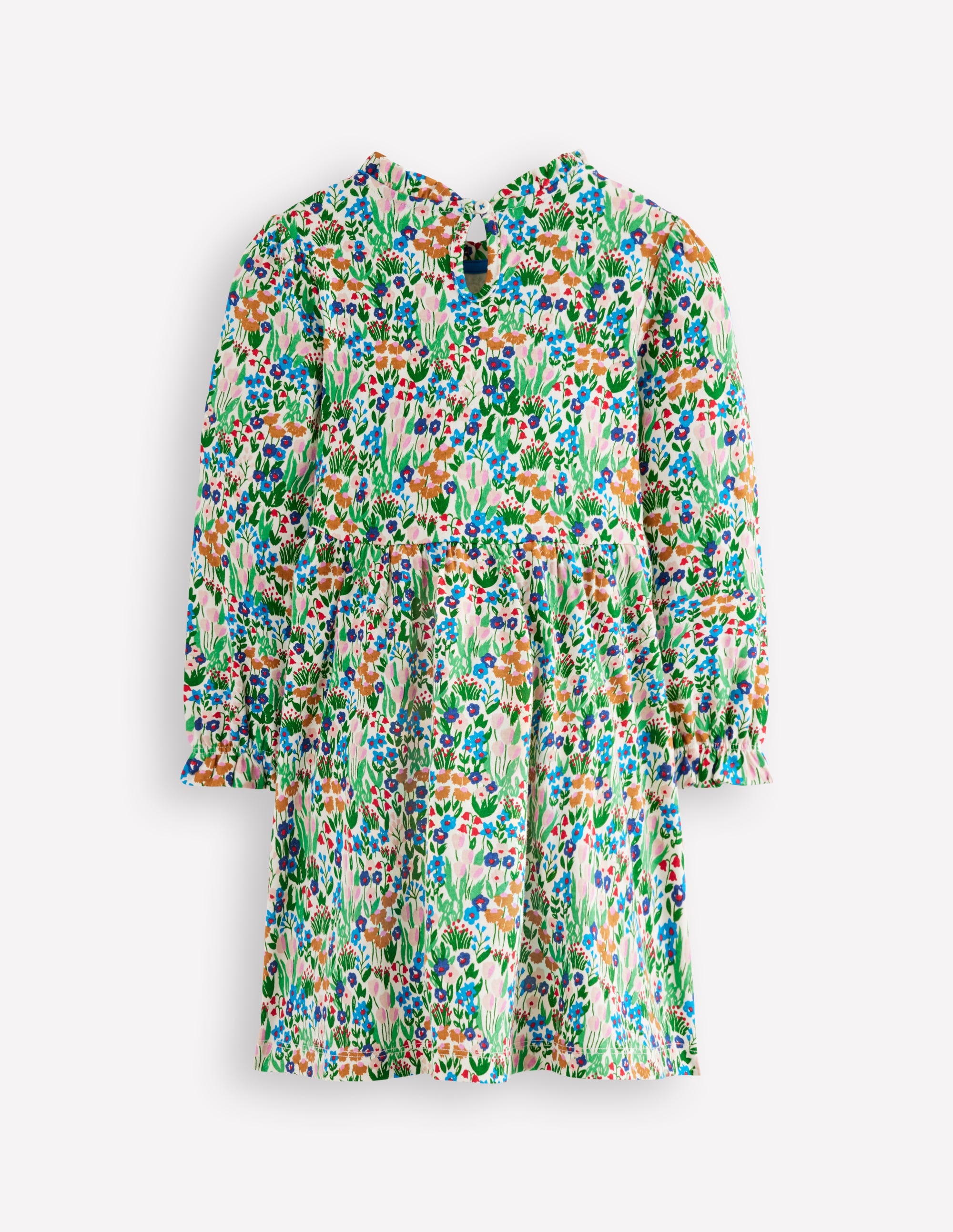 Blouson Sleeve Jersey Dress-Kingfisher Spring Flowerbed - Image 2