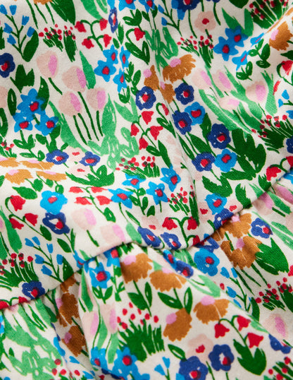 Blouson Sleeve Jersey Dress-Kingfisher Spring Flowerbed-3