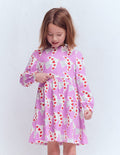Blouson Sleeve Jersey Dress-Pale Pansy Love Birds