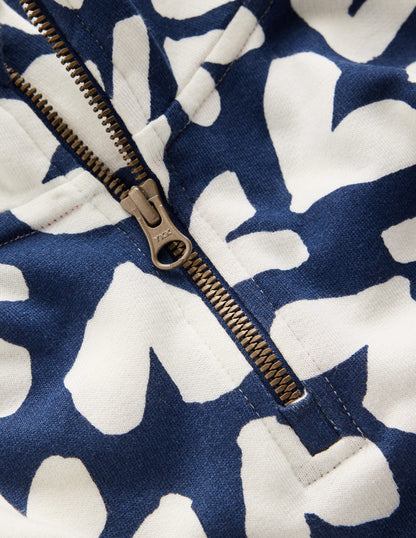 Half Zip Sweat Dress-College Navy Collage Hearts-3