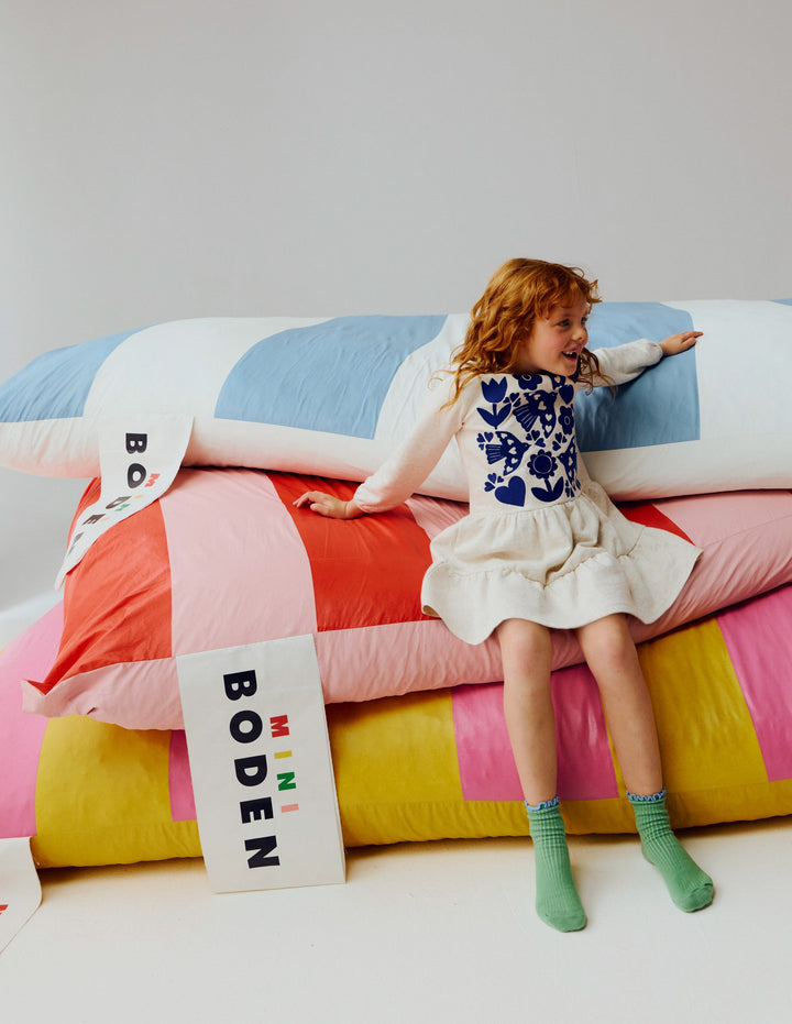 Drop Waist Sweatshirt Dress-Oatmeal Marl Appliqué