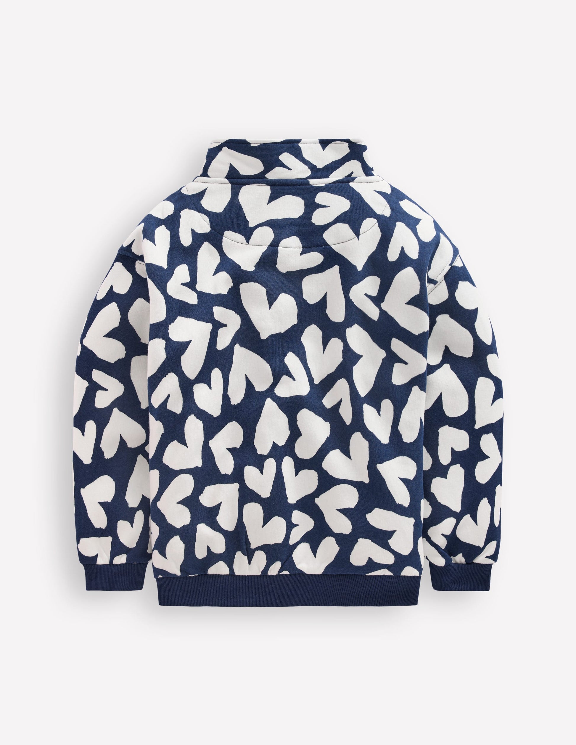 Half-zip Sweatshirt-Navy Hearts-2