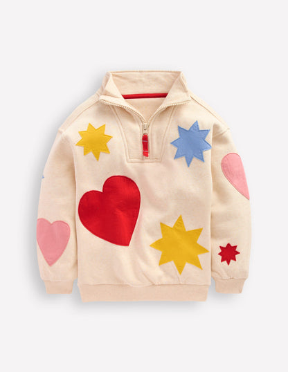 Half-zip Sweatshirt-Applique Shapes-2