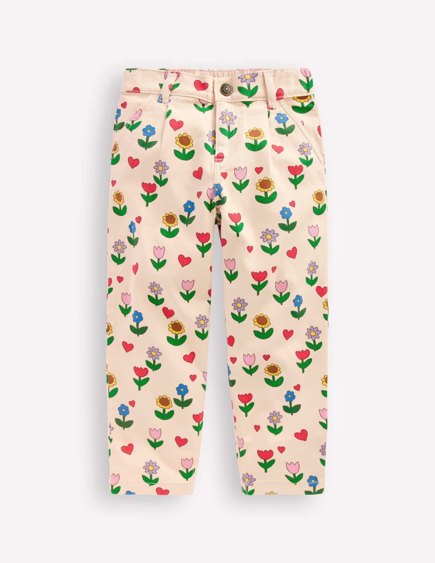 Pleat Jeans-Ivory Sunflower Garden