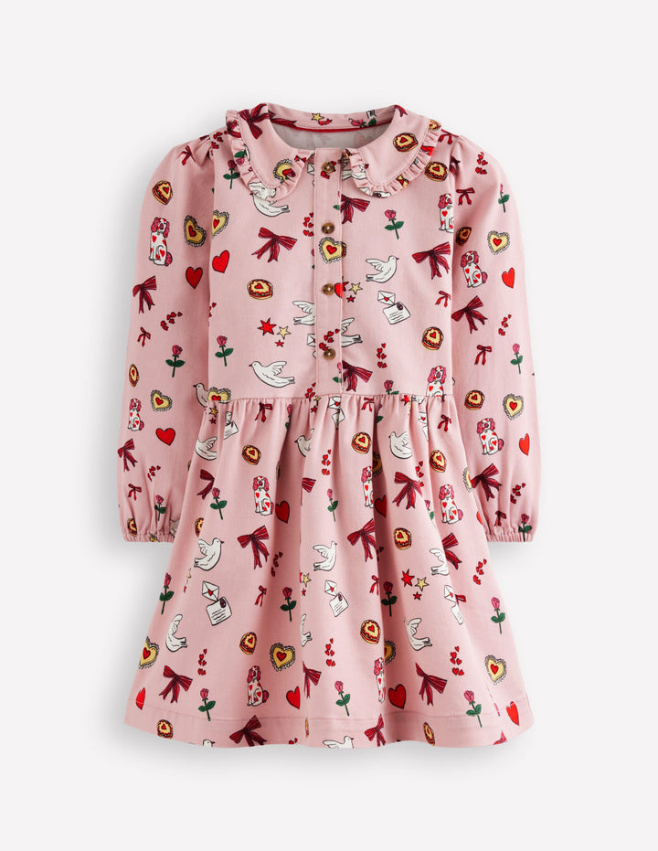 Pretty Shirt Dress-Vintage Pink Happy Valentine