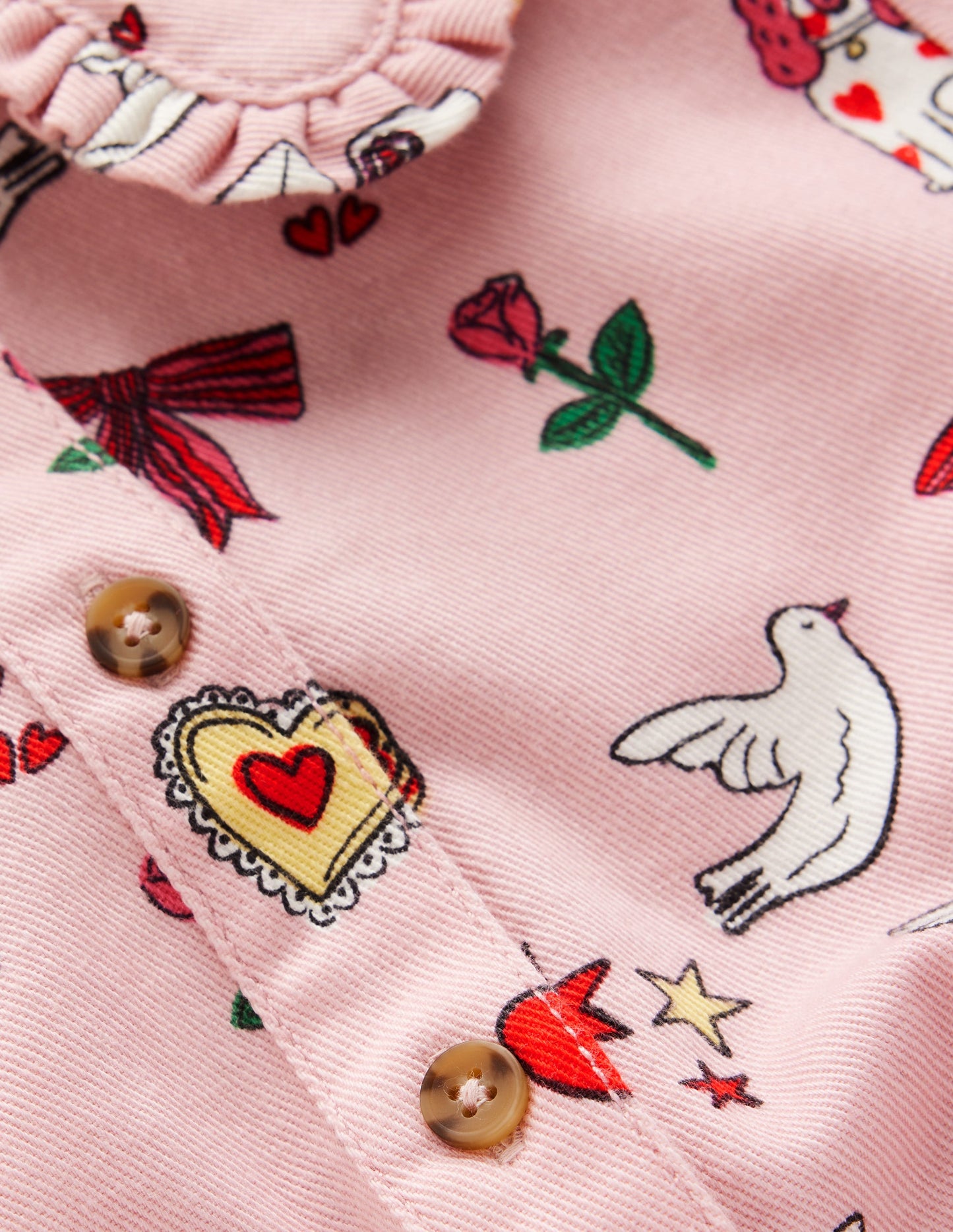 Pretty Shirt Dress-Vintage Pink Happy Valentine